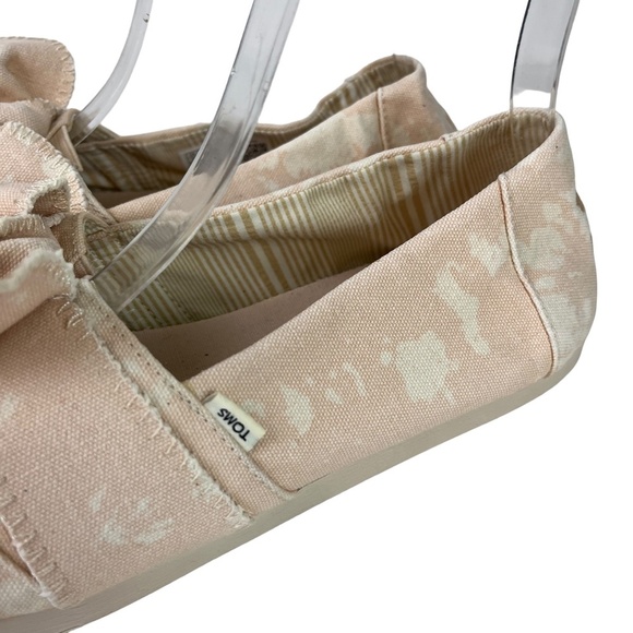 TOMS Light Pink White Bow Canvas Slip On Loafers Sneakers Casual Shoes sz 10 - Picture 9 of 16